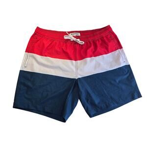 maamgic Mens Swim Trunks Red White and Blue Size L